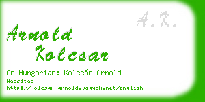 arnold kolcsar business card